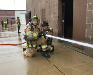 Firefighters in training
